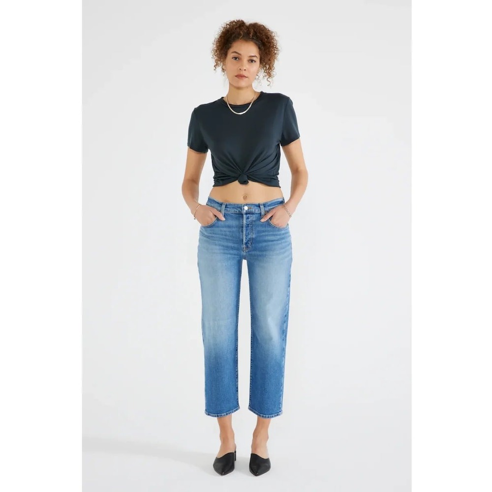 Etica Tia Vintage Straight Crop Women's Jeans Blue Organic Denim Size 31